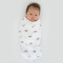 Load image into Gallery viewer, Marquisette Swaddle Blanket - Brown Mod Circle (5676613730456)