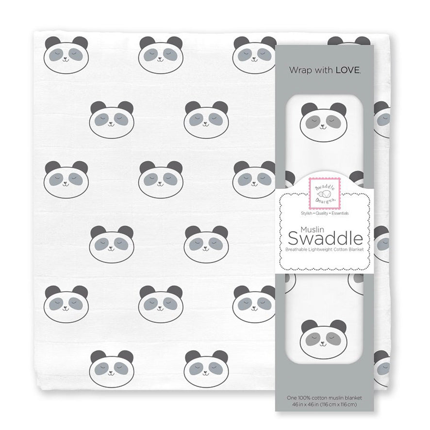Muslin Swaddles with panda pattern