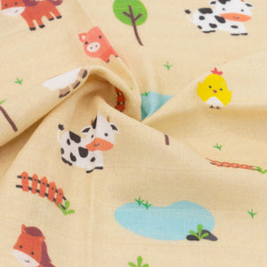 快樂農場絲滑竹纖維/棉質嬰兒包巾