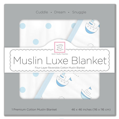 Muslin Luxe Blanket - Little Ship (5668202643608)