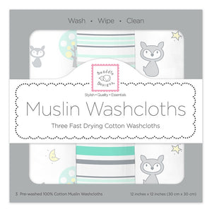 Muslin Washcloths - Woodland (Set of 3) (5687572070552)