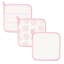 Load image into Gallery viewer, Muslin Washcloths - Heavenly Floral Shimmer (Set of 3)
